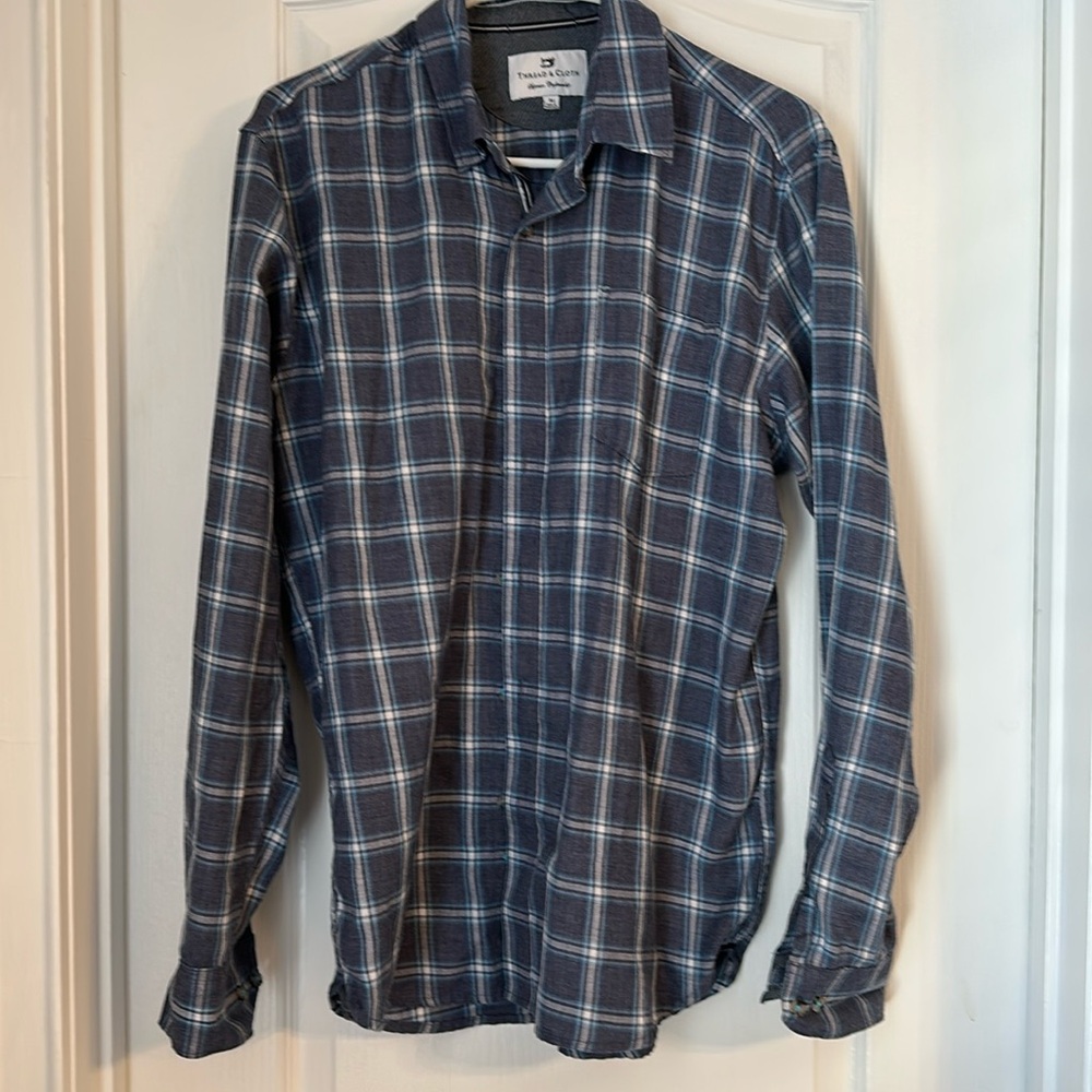 Thread & Cloth Men's Plaid Long Sleeve Button Down Shirt Size Medium